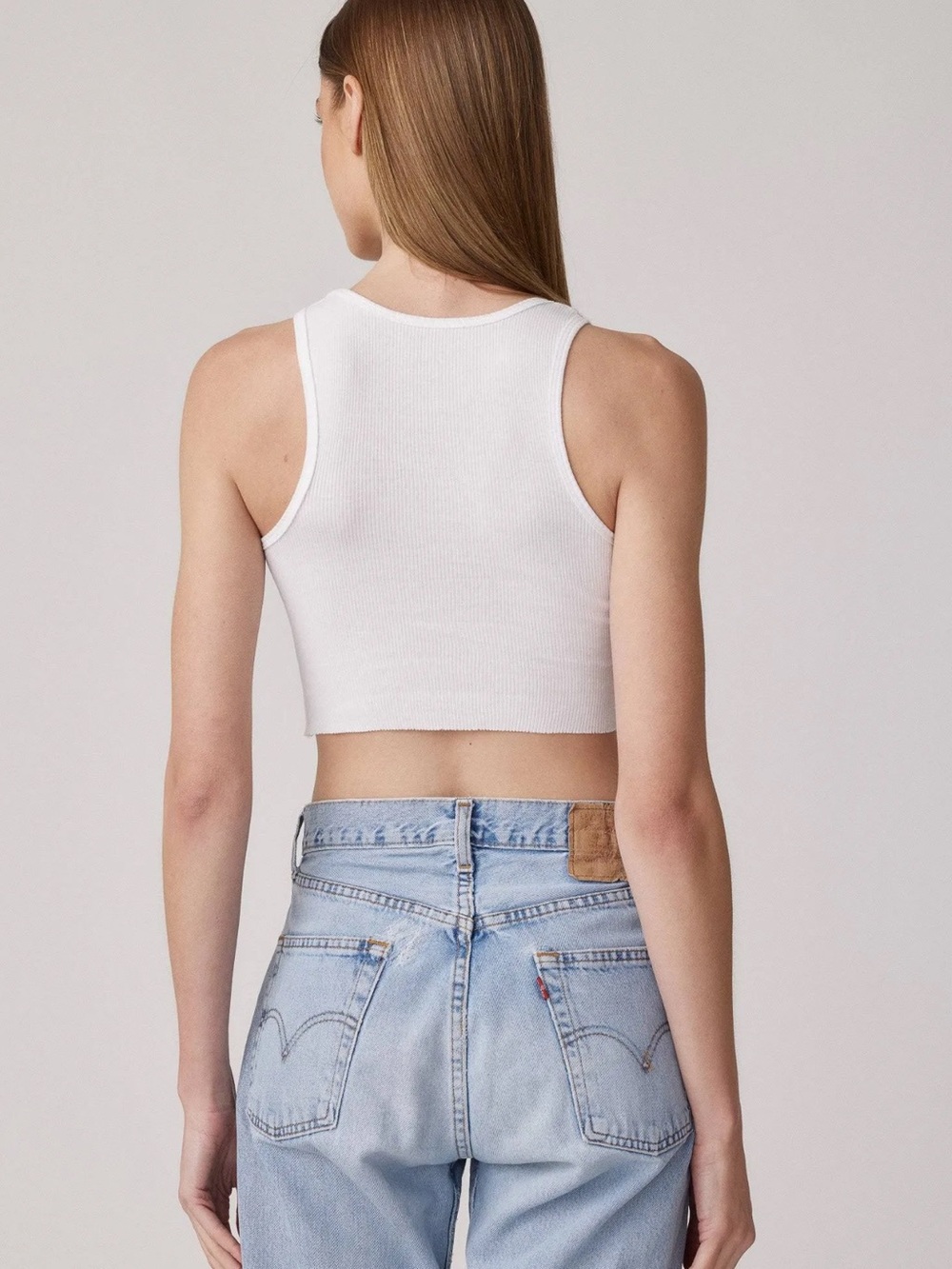 Clyque White Zoi Ribbed Crop Tank Top